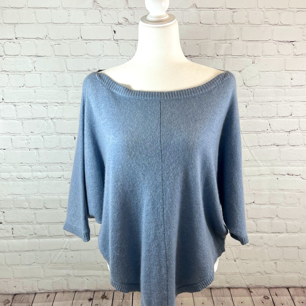 360 CASHMERE - Light Blue Poncho / Small